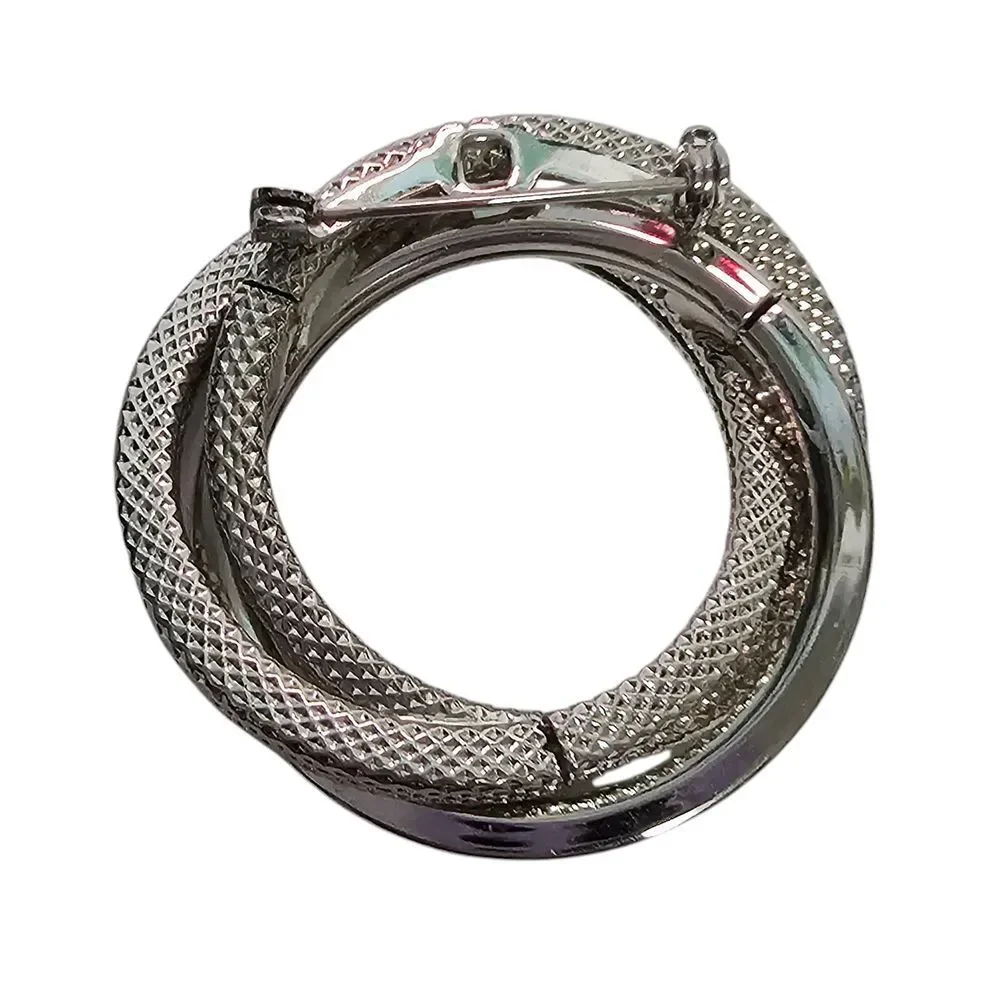 Silver‎ Tone Interlocking Circle Brooch Pin Vintage Style Jewelry
